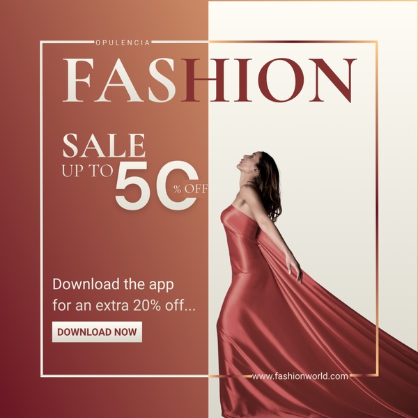 women dresses, formal dress, evening gown, satin dress, maxi dress, fashion sale, designer clothing, sale promotion, limited time deal, editorial, modern typography, luxurious, bold, red, brown, neutral