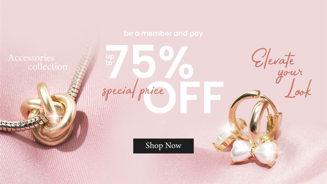 A refined, minimalist promotional graphic showcasing high-end gold jewelry against soft pink silk to emphasize luxury and value.
