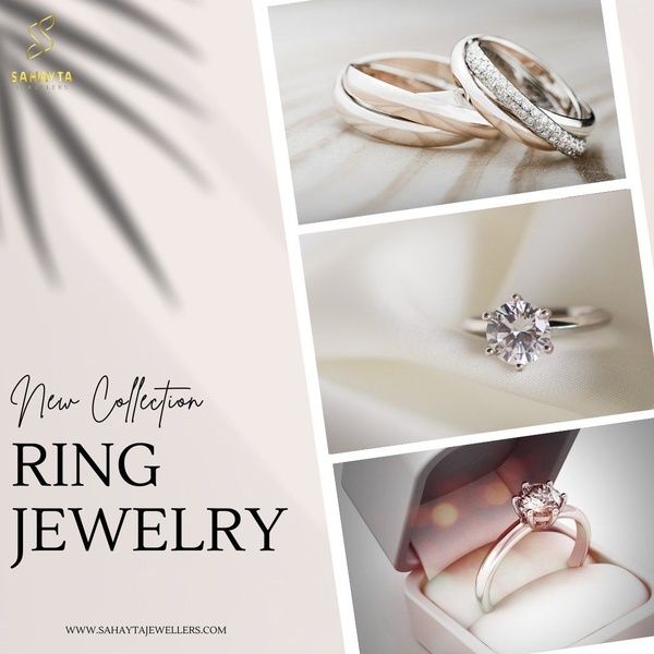 This creative uses a refined three-panel grid layout to showcase multiple ring styles in a clean, high-end presentation.