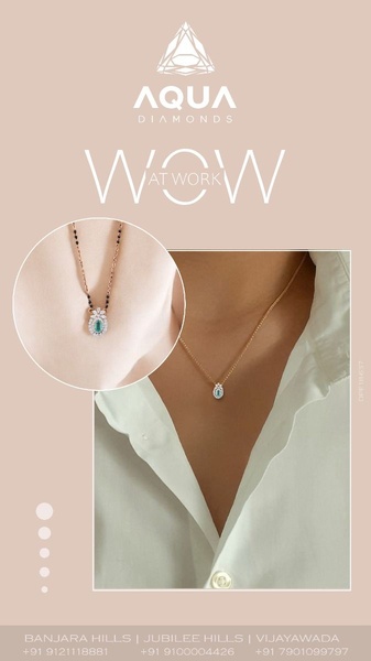 A clean, lifestyle-oriented ad featuring a close-up of a diamond necklace, emphasizing elegance and subtle, everyday luxury.
