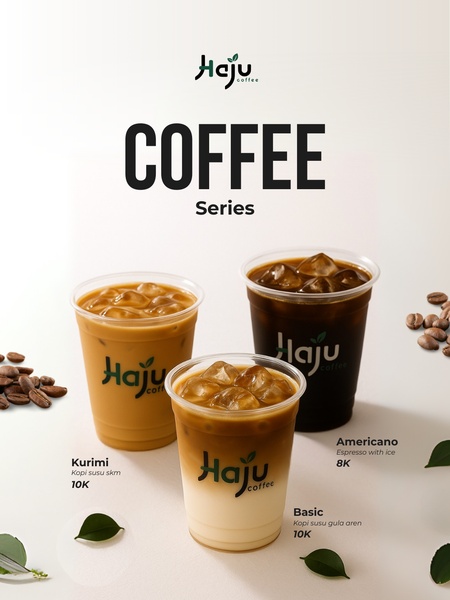 A clean, high-resolution product menu featuring three coffee variations with clear names, descriptions, and pricing.
