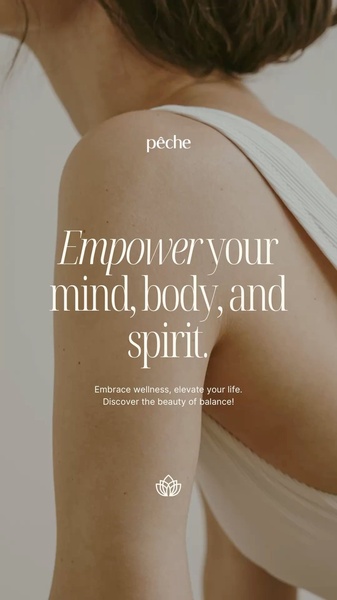 A minimalist, aesthetic ad for a wellness bodysuit, focusing on balance and personal empowerment.