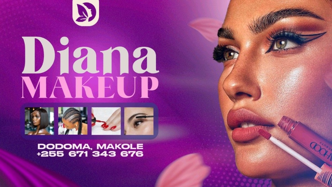 makeup, beauty salon, cosmetics, lip gloss, nail care, hair styling, beauty services, brand awareness, product launch, editorial, modern typography, bold, luxurious, purple, pink