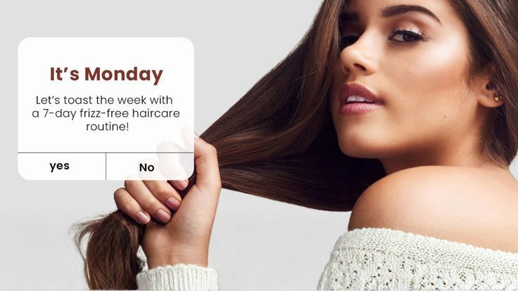 This ad creative utilizes a native UI-style popup box over a high-quality human model image to present a 7-day haircare challenge.