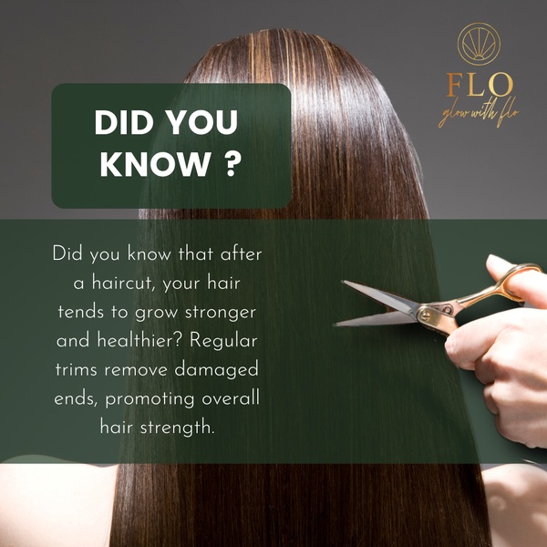 A clean, educational ad creative featuring hair scissors and text-based hair care advice.