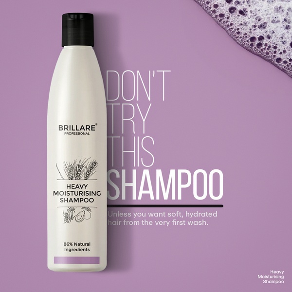 A 1:1 ratio static image for a hair care product that utilizes a bold reverse-psychology hook on a clean purple background.