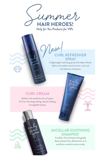 This ad displays three core hair care products with descriptive benefits and seasonal branding in a vertical layout perfect for mobile platforms.