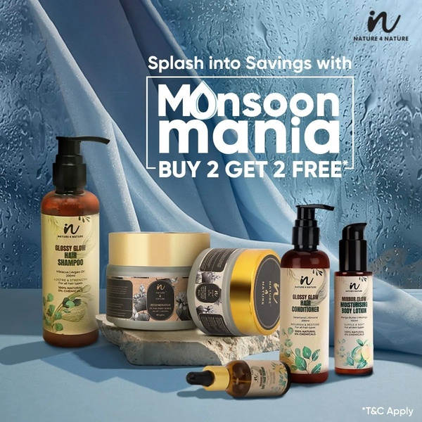 A seasonal promotion creative featuring a collection of skin and hair care products with a clear 'Buy 2 Get 2 Free' offer.