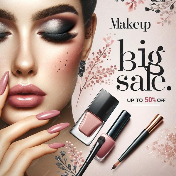 makeup, cosmetics, nail polish, makeup brush, beauty products, face makeup, sale promotion, limited time deal, editorial, lifestyle, luxurious, bold, pink, neutral, black