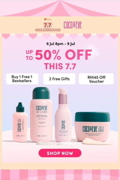 A promotional ad featuring four hair care products with a clear discount offer, sale dates, and call-to-action.