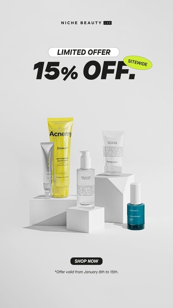 skincare products, face serum, facial cleanser, skin care set, hydrating cream, ceramide treatment, limited time deal, sale promotion, minimalist, modern typography, bold, fresh, neutral, yellow, green