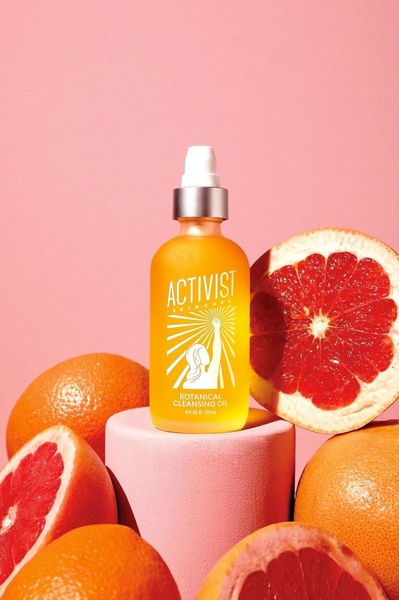 cleansing oil, facial cleanser, face oil, skincare product, beauty oil, new arrival, minimalist, fresh, energetic, pink, orange