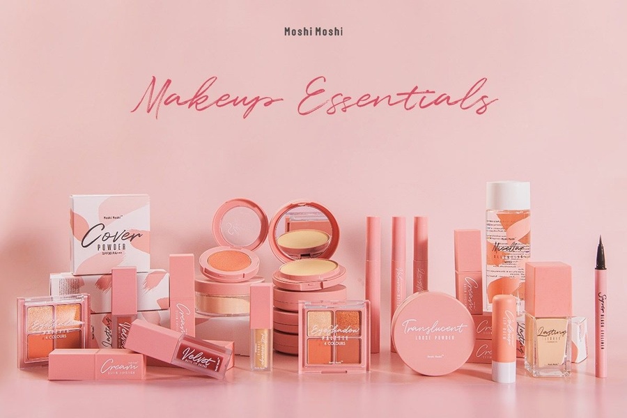 makeup set, cosmetic products, beauty essentials, makeup kit, face makeup, bestseller push, minimalist, calm, fresh, pink, pastel