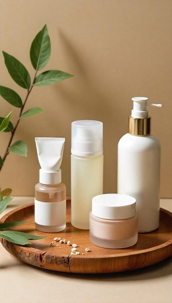 skincare products, face cream, skincare serum, moisturizer bottle, cosmetic packaging, new arrival, minimalist, lifestyle, calm, fresh, neutral, brown