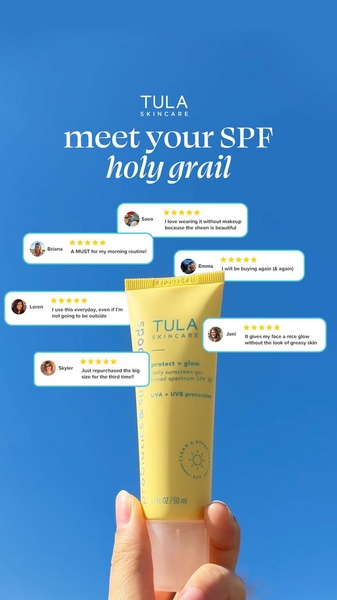 sunscreen, spf moisturizer, daily sunscreen, face sunscreen, sun protection gel, spf face gel, social proof, bestseller push, lifestyle, modern typography, fresh, trustworthy, blue, yellow