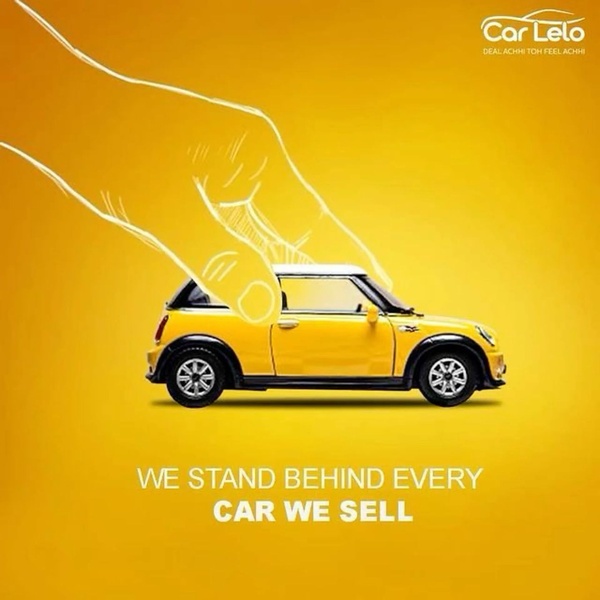 A minimalist, high-contrast creative using a yellow background and a toy car to represent the brand's commitment to quality and service.