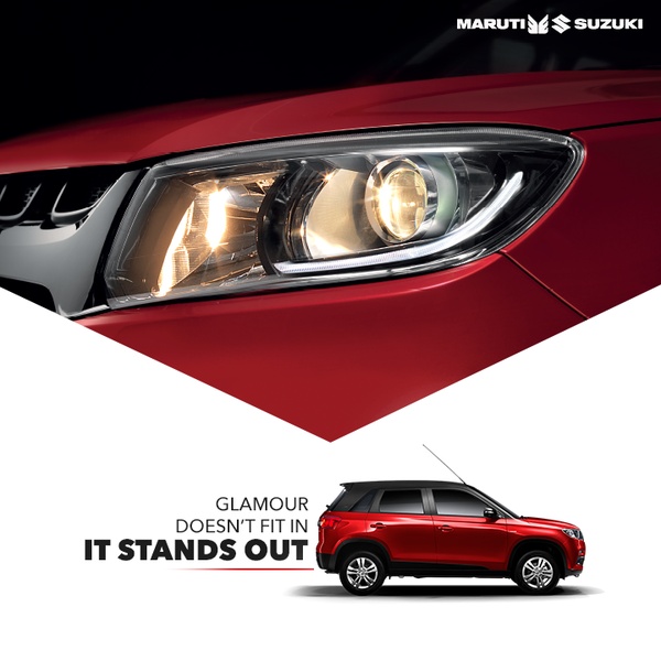 A high-impact ad featuring a close-up of a luxury car headlight above the full vehicle profile, emphasizing a bold, confident brand message.