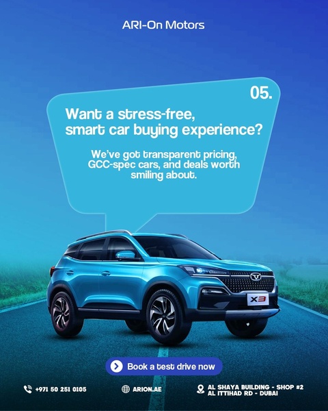 A clean, brand-focused creative that uses a clear value proposition and a strong CTA to drive test drive bookings for a new SUV model.
