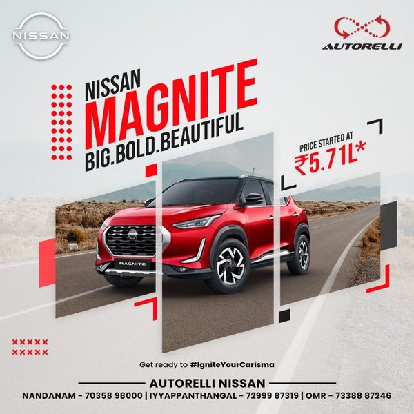 This creative showcases a car with a clear starting price, bold headline typography, and a centered product visual to drive interest.