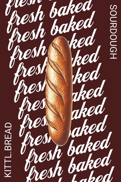 sourdough bread, artisan bread, fresh bread, bakery bread, crusty bread, brand awareness, modern typography, warm, brown