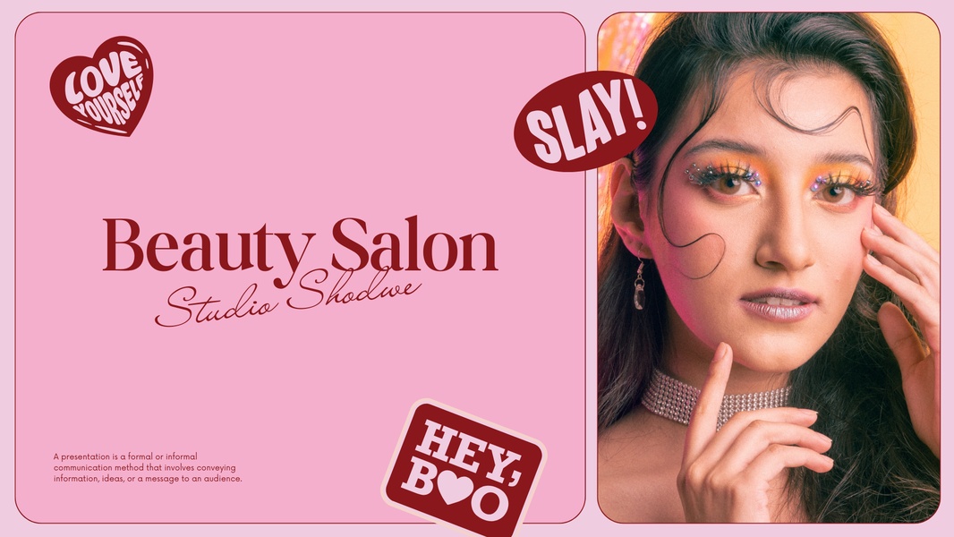 beauty salon, makeup services, cosmetic services, beauty studio, makeup artist, beauty treatments, salon services, brand awareness, editorial, playful, luxurious, pink, red