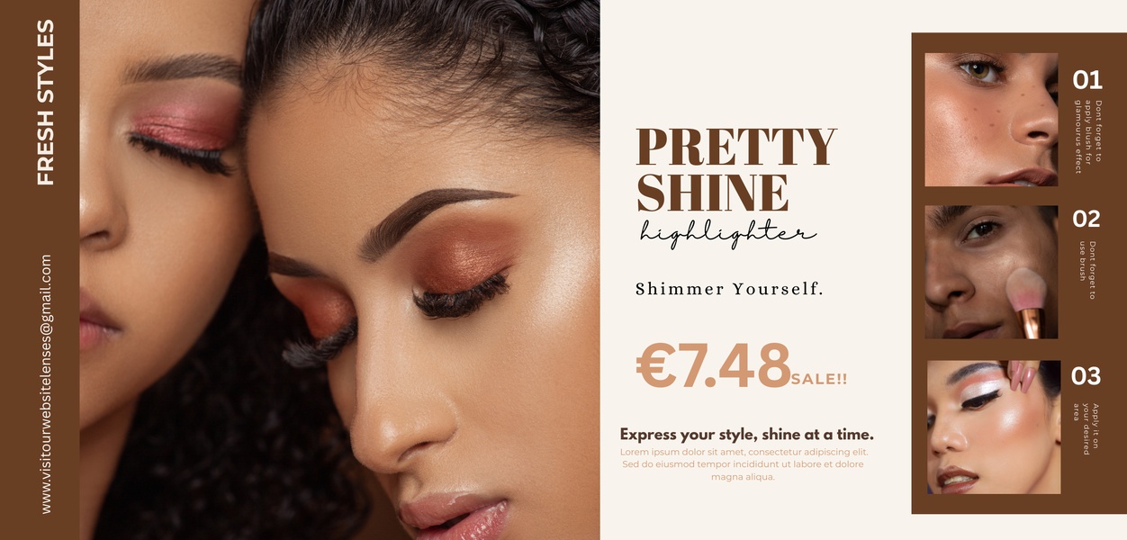 highlighter, face highlighter, makeup highlighter, shimmer highlighter, cosmetic highlighter, beauty highlighter, glow highlighter, sale promotion, product launch, editorial, luxurious, warm, brown, neutral