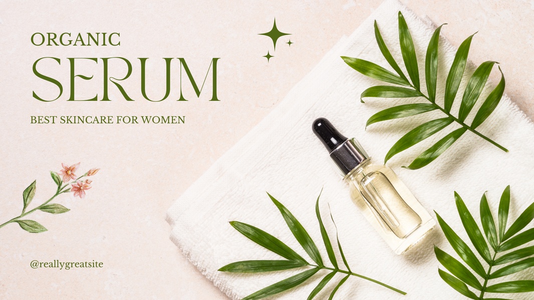 facial serum, face serum, skincare serum, anti aging serum, organic serum, beauty serum, skin treatment, brand awareness, flat lay, calm, fresh, neutral, green
