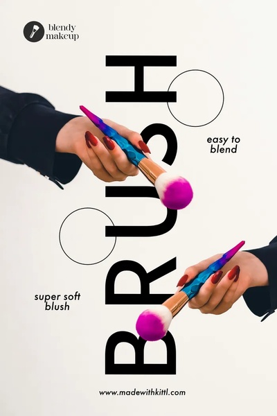 makeup brush, blending brush, beauty brush, cosmetic brush, face brush, product launch, brand awareness, modern typography, bold, playful, neutral, pink