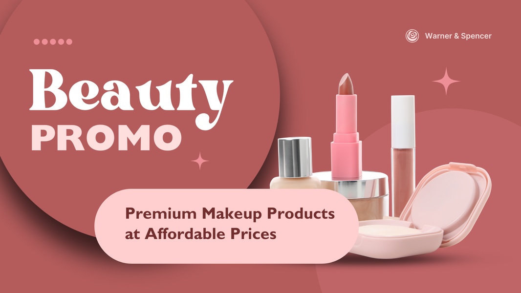 makeup, cosmetics, beauty products, lipstick, foundation, makeup set, sale promotion, minimalist, warm, luxurious, pink, red
