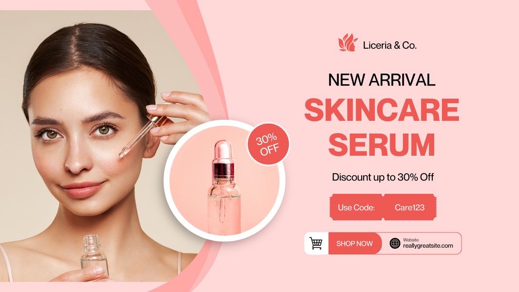 skincare serum, face serum, beauty serum, facial treatment, skin treatment, anti-aging serum, cosmetic serum, new arrival, sale promotion, lifestyle, fresh, warm, pink, neutral
