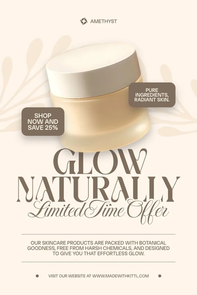 skincare cream, face cream, moisturizer, beauty cream, facial moisturizer, skin cream, cosmetic cream, limited time deal, brand awareness, minimalist, luxurious, calm, neutral, brown