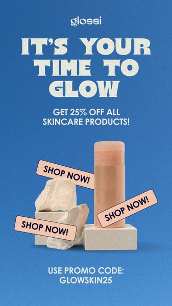 skincare products, beauty products, cosmetics, face care, skin care, beauty skincare, facial products, sale promotion, modern typography, bold, energetic, blue, neutral