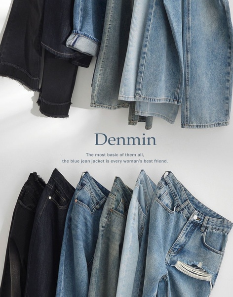 denim jacket, jean jacket, denim outerwear, denim clothing, denim collection, jeans and jacket, new arrival, brand awareness, editorial, minimalist, calm, trustworthy, blue, black, neutral