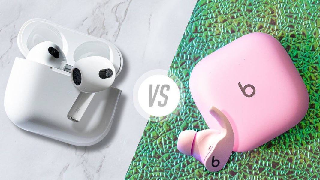 A high-contrast 16:9 comparison visual showing two different earbud sets on a split background to trigger an immediate us-vs-them psychological hook.
