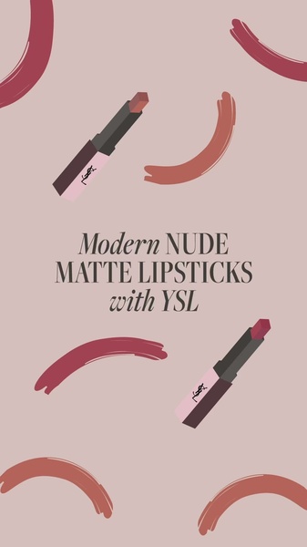 matte lipstick, nude lipstick, lip color, lipstick, lip makeup, lip cosmetics, new arrival, brand awareness, minimalist, modern typography, luxurious, warm, neutral, pink, brown