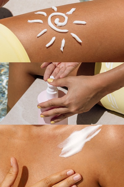 sunscreen, sun lotion, spf lotion, body sunscreen, sun protection cream, sunblock lotion, brand awareness, product launch, lifestyle, warm, playful, brown, neutral, yellow, summer sale