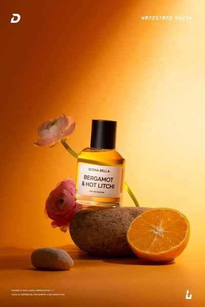 perfume, eau de parfum, fragrance bottle, scented perfume, luxury fragrance, new arrival, brand awareness, minimalist, editorial, fresh, calm, orange, pink