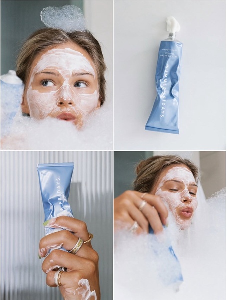 face mask, hydrating mask, facial treatment, skincare product, beauty mask, product demo, lifestyle, calm, fresh, blue, neutral