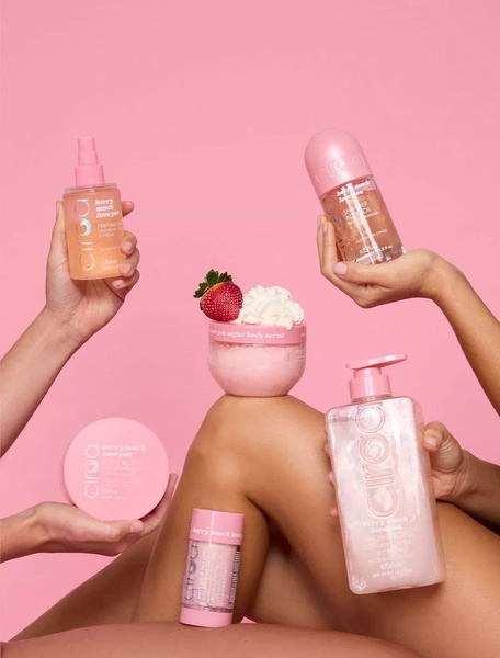 body scrub, body butter, shower gel, body oil, perfume mist, bestseller push, lifestyle, playful, fresh, pink, pastel
