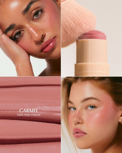 blush stick, cream blush, makeup stick, cheek tint, color stick, product demo, lifestyle, minimalist, fresh, calm, pink, neutral