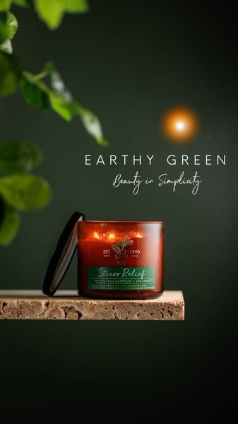 scented candle, aromatherapy candle, soy candle, jar candle, stress relief candle, essential oil candle, brand awareness, product launch, editorial, minimalist, calm, luxurious, green, brown
