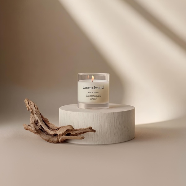 scented candle, jar candle, aroma candle, home fragrance, decorative candle, brand awareness, minimalist, lifestyle, calm, luxurious, neutral
